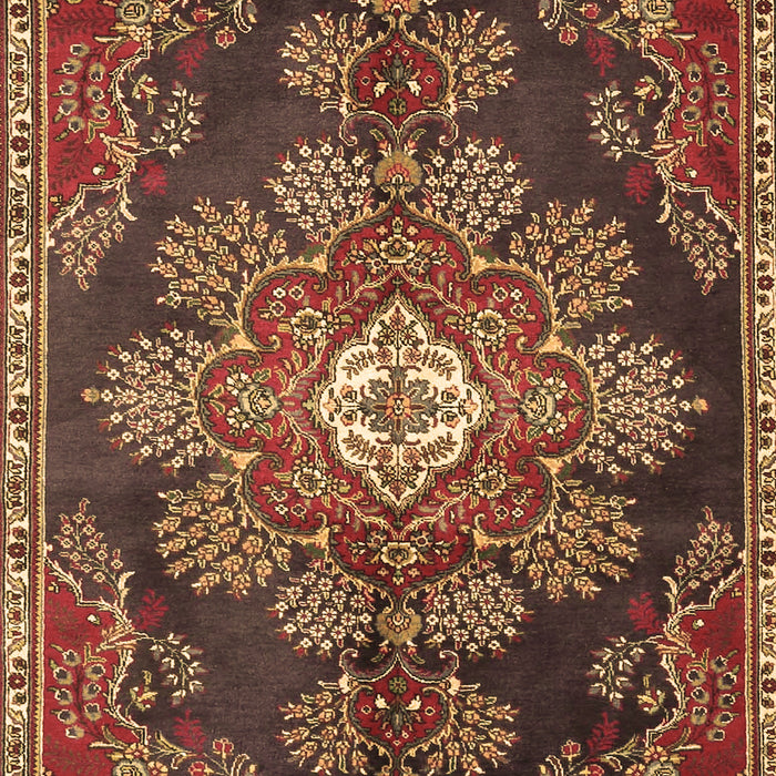 Machine Washable Medallion Brown Traditional Rug, wshtr4436brn