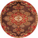 Machine Washable Medallion Orange Traditional Area Rugs, wshtr4436org