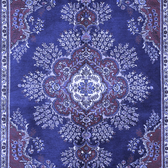 Machine Washable Medallion Blue Traditional Rug, wshtr4436blu