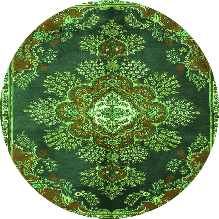 Machine Washable Medallion Green Traditional Area Rugs, wshtr4436grn