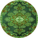 Machine Washable Medallion Green Traditional Area Rugs, wshtr4436grn