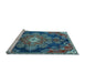 Sideview of Machine Washable Medallion Light Blue Traditional Rug, wshtr4436lblu