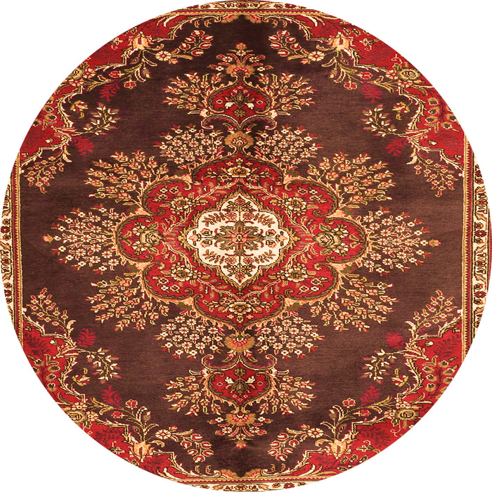 Square Medallion Orange Traditional Rug, tr4436org