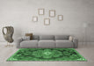 Machine Washable Medallion Emerald Green Traditional Area Rugs in a Living Room,, wshtr4436emgrn