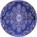 Round Medallion Blue Traditional Rug, tr4436blu