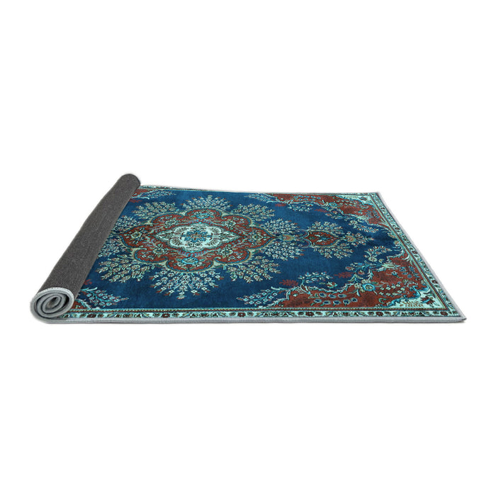 Sideview of Medallion Light Blue Traditional Rug, tr4436lblu