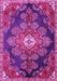 Machine Washable Medallion Pink Traditional Rug, wshtr4436pnk