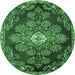 Round Medallion Emerald Green Traditional Rug, tr4436emgrn