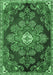 Machine Washable Medallion Emerald Green Traditional Area Rugs, wshtr4436emgrn