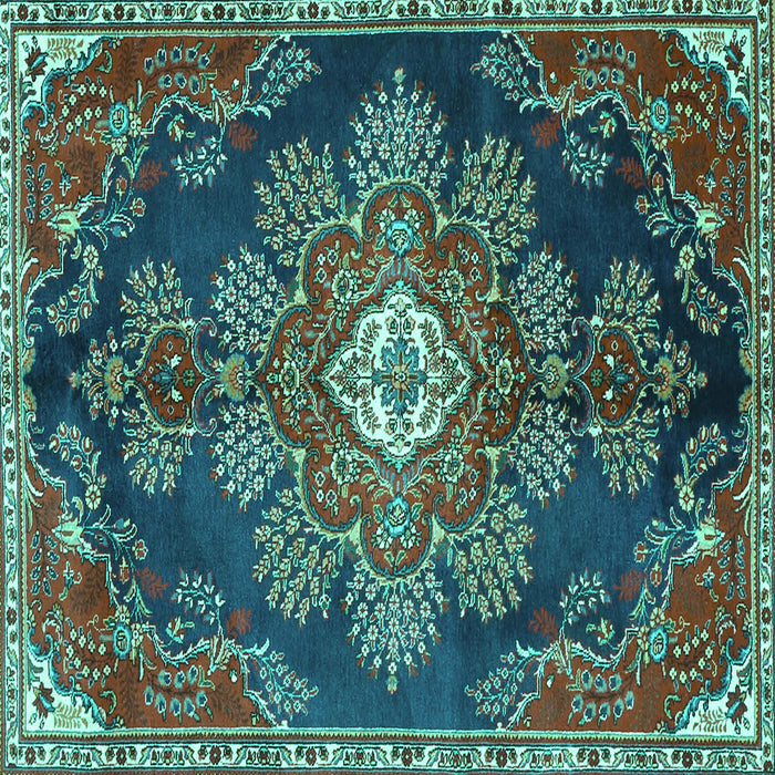 Square Medallion Turquoise Traditional Rug, tr4436turq