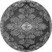 Machine Washable Medallion Gray Traditional Rug, wshtr4436gry