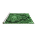 Sideview of Machine Washable Medallion Emerald Green Traditional Area Rugs, wshtr4436emgrn