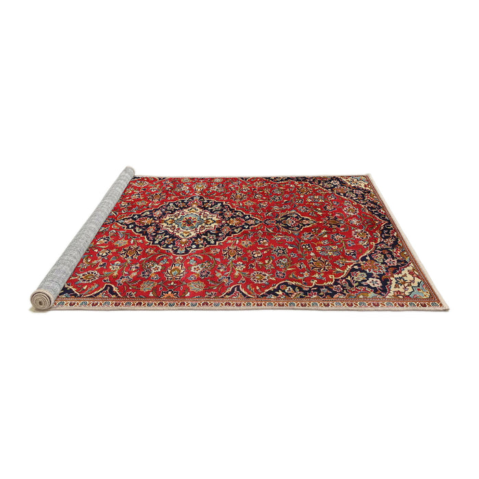 Sideview of Machine Washable Traditional Tomato Red Rug, wshtr4437