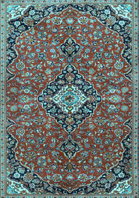 Medallion Light Blue Traditional Rug, tr4437lblu