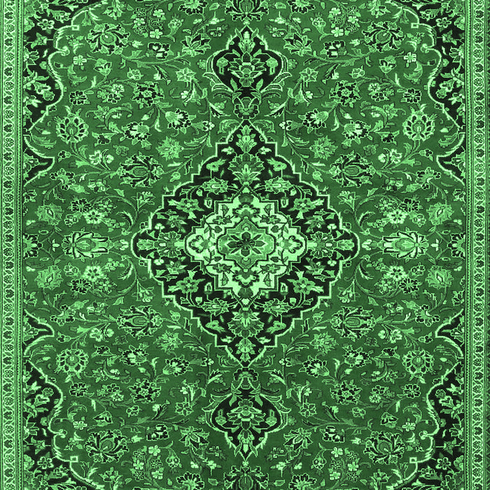 Machine Washable Medallion Emerald Green Traditional Area Rugs, wshtr4437emgrn