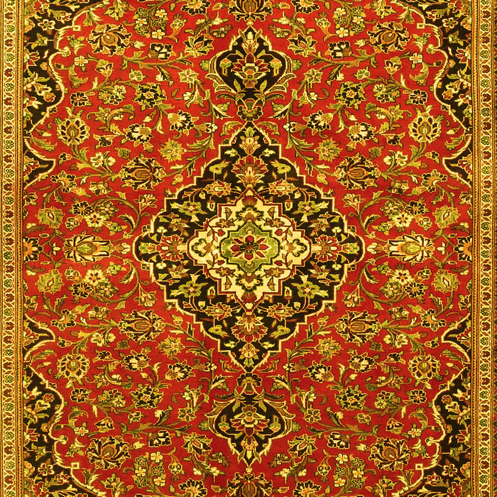 Machine Washable Medallion Yellow Traditional Rug, wshtr4437yw