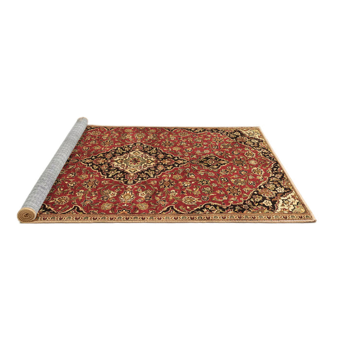 Sideview of Machine Washable Medallion Brown Traditional Rug, wshtr4437brn