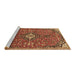 Sideview of Machine Washable Medallion Brown Traditional Rug, wshtr4437brn