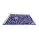 Sideview of Machine Washable Medallion Blue Traditional Rug, wshtr4437blu