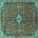 Square Medallion Turquoise Traditional Rug, tr4437turq