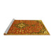 Sideview of Machine Washable Medallion Yellow Traditional Rug, wshtr4437yw