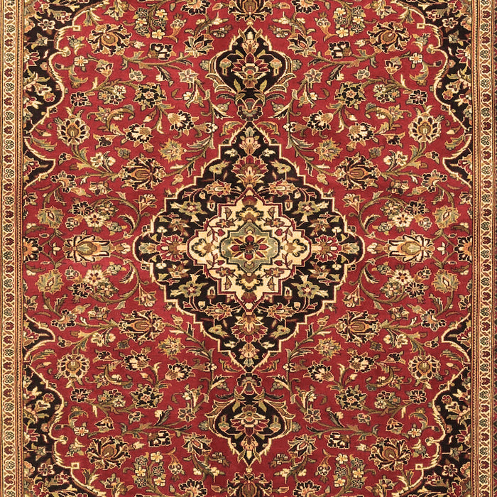 Machine Washable Medallion Brown Traditional Rug, wshtr4437brn
