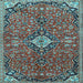 Square Medallion Light Blue Traditional Rug, tr4437lblu