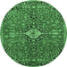 Round Medallion Emerald Green Traditional Rug, tr4437emgrn