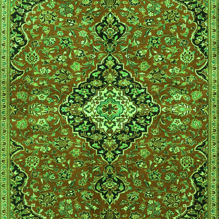 Serging Thickness of Machine Washable Medallion Green Traditional Area Rugs, wshtr4437grn