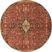 Round Medallion Brown Traditional Rug, tr4437brn