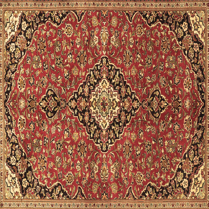 Square Machine Washable Medallion Brown Traditional Rug, wshtr4437brn