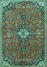 Medallion Turquoise Traditional Rug, tr4437turq