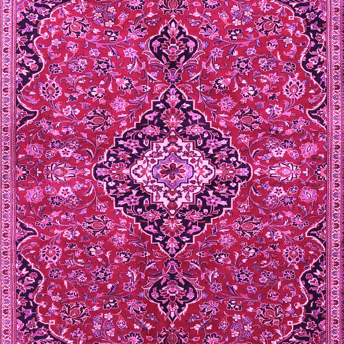 Machine Washable Medallion Pink Traditional Rug, wshtr4437pnk