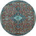 Round Medallion Light Blue Traditional Rug, tr4437lblu