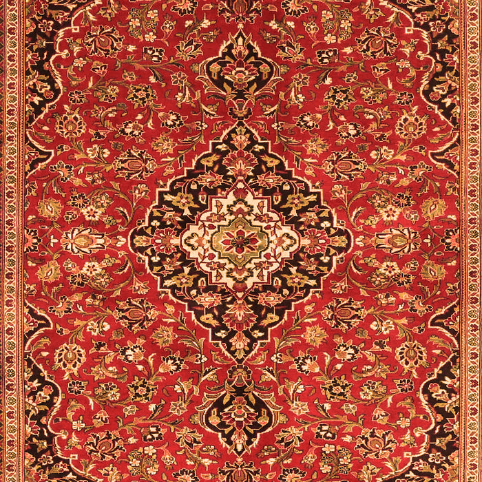 Serging Thickness of Machine Washable Medallion Orange Traditional Area Rugs, wshtr4437org