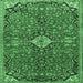 Square Medallion Emerald Green Traditional Rug, tr4437emgrn