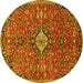 Round Medallion Yellow Traditional Rug, tr4437yw