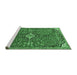 Sideview of Machine Washable Medallion Emerald Green Traditional Area Rugs, wshtr4437emgrn