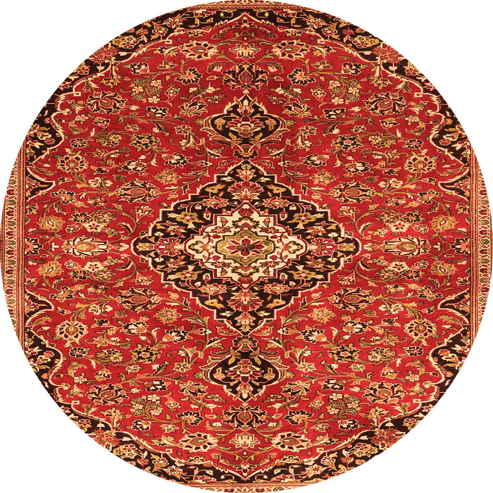 Machine Washable Medallion Orange Traditional Area Rugs, wshtr4437org