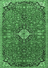 Medallion Emerald Green Traditional Rug, tr4437emgrn