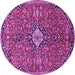 Round Medallion Purple Traditional Rug, tr4437pur