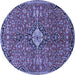 Round Medallion Blue Traditional Rug, tr4437blu