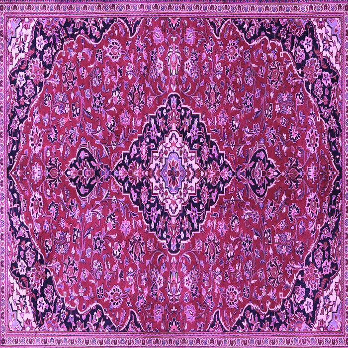 Square Machine Washable Medallion Purple Traditional Area Rugs, wshtr4437pur