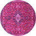 Round Medallion Pink Traditional Rug, tr4437pnk