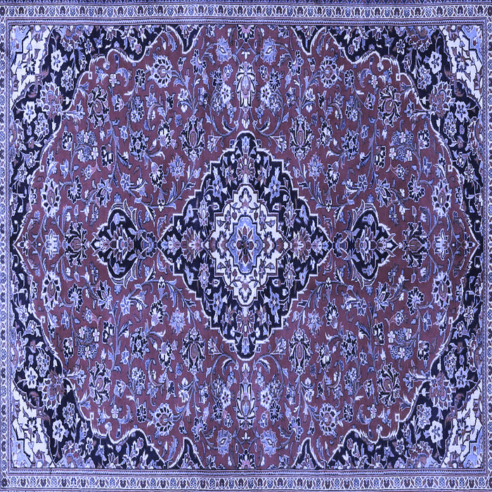 Square Machine Washable Medallion Blue Traditional Rug, wshtr4437blu