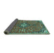 Sideview of Medallion Turquoise Traditional Rug, tr4437turq