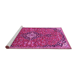 Sideview of Machine Washable Medallion Pink Traditional Rug, wshtr4437pnk
