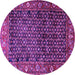 Round Machine Washable Persian Purple Traditional Area Rugs, wshtr4438pur