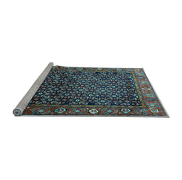Sideview of Machine Washable Persian Light Blue Traditional Rug, wshtr4438lblu