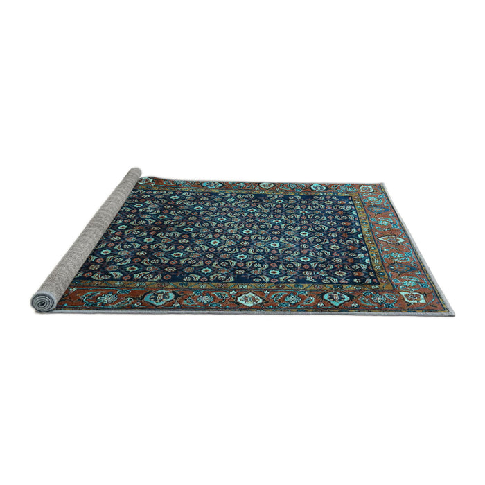 Sideview of Machine Washable Persian Light Blue Traditional Rug, wshtr4438lblu